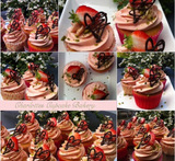 vanilje cupcakes med jordbær frosting