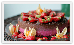 Jordbær kakke med kjokolade
