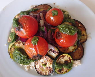 Grillede Grøntsager med Couscous og Persillepesto