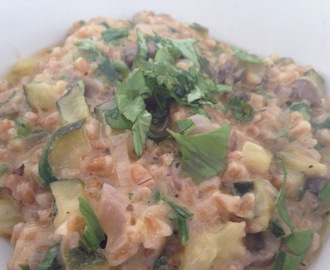 Spelt Risotto med squash og svampe