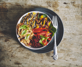 Buddha Bowl med quinoa, kylling og avocado