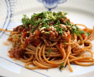 Spaghetti med kødsauce