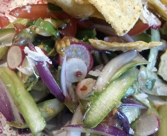 Asparges-Tomat Salat med Basilikum, Radiser og TachosChips