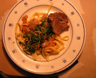 Oksegrydesteg med pasta og gremolata