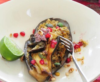 persiske auberginer og peberfrugter m valnødde-granatæblesovs