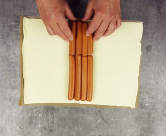 Hot Dog der anderen Art: gebettet und geflochten in Blätterteig.