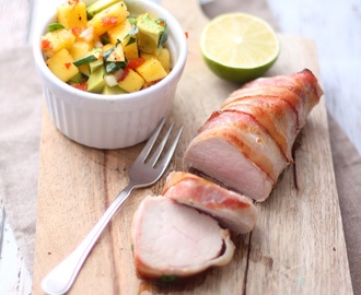 Baconsurret svin med mangosalsa