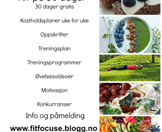 FIT på 30 dager; Gratis kostplan og treningsprogram