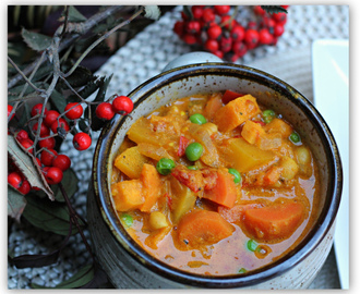 Høstlig karrigryte med butternut squash og søtpotet!