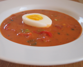 Kremet tomatsuppe med snackspaprika og vårløk