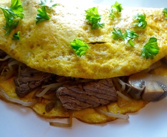 Asiatisk omelett med biff !