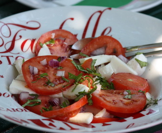 TOMAT OG MOZZARELLA MED RØDLØK