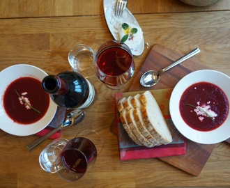 Simple beetroot soup with Ging´s artisan goat cheese