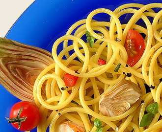 Spaghetti med hummer og artisjokk