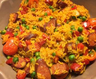 Paella med chorizo