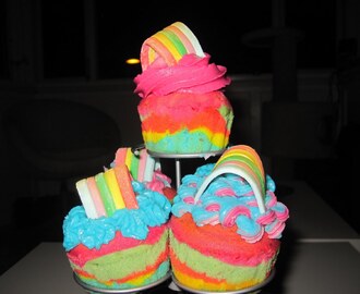 Regnbue Cupcakes