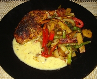 Kyllinglår med wok og eksotisk mangosaus