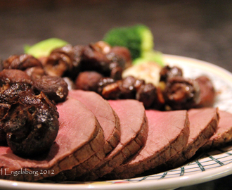 Langstekt elgstek med skogssopp  -  Elk roast with wild mushrooms