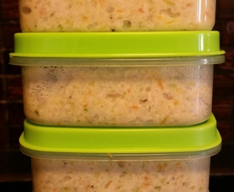 Barnmatsrecept steg 3: currykryddad kycklinggryta med kokosmjölk, grönsaker och ris