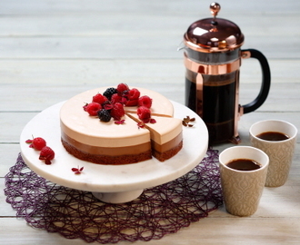 Kaffe- och chokladtårta i tre lager (glutenfri)