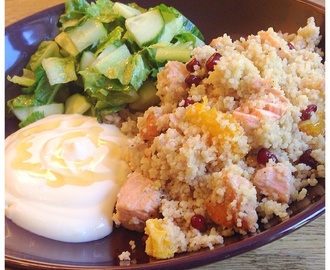 Couscous med lax och limesås