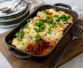 Vegetarisk lasagne med basilikaricotta