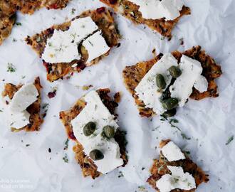 Gluten Free Seed Crackers with Feta Cheese, Caper and Oregano