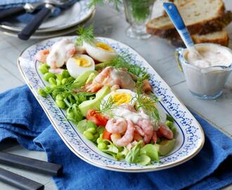 Räksallad med avokado och ägg