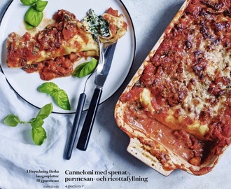 Cannelloni med spenat, parmesan- och ricottafyllnin
