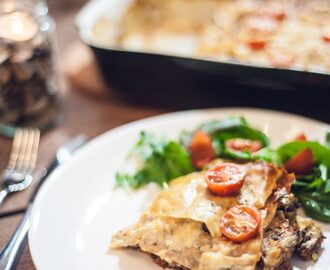 Vegetarisk lasagne med bönor och linser