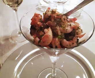 Ceviche med lax & räkor - Matlagningskväll med vänner, del 1