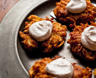 Apple-Potato Latkes With Cinnamon Sour Cream