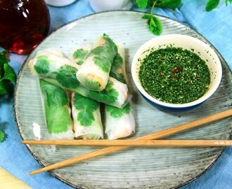 Vietnamesiska vårrullar med nouc cham-dippsås.