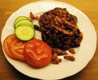 Mexikanska bönor med stekt bacon