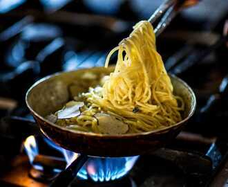 Krämig spagetti med tryffel