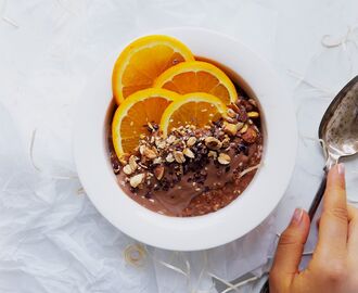 Chocolate Porridge with Orange, Chocolate Pudding & Nut Granola