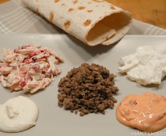 Vild tacos med goda tillbehör och en värmande vargtass.