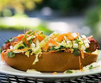 Hot Dogs with Sriracha and Asian Slaw