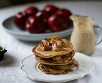 Buckwheat pancakes + date caramel sauce