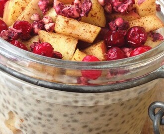 Äpple/Kanel Chia Pudding med Lingon