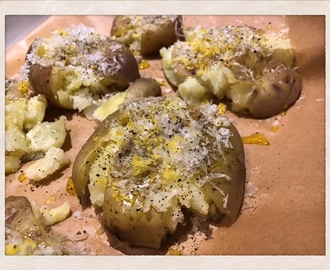 KROSSAD POTATIS MED CITRON OCH PARMESAN OCH SMAKRIKA BACONLINDADE BIFFAR