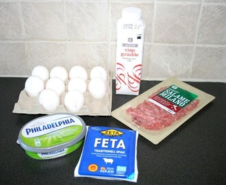 Äggmuffins med philadelphia-, fetaost & salami