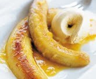 Banan med glass och lime+ingefära-sås
