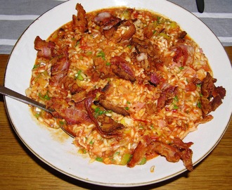 Risotto - med tomat och bacon