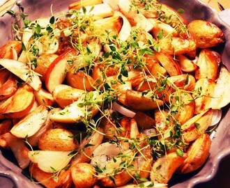 Ungsrostade potatisar med äpple och timjan