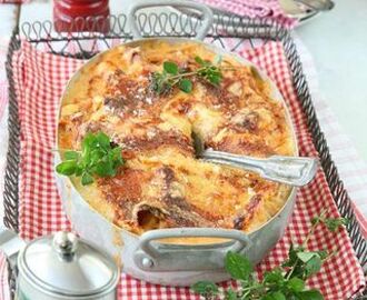 Kycklinglasagne med bacon och fetaost