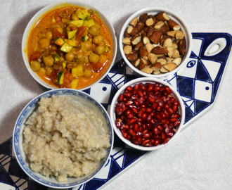 Curry med kikärtor, linser, mandel & granatäpple