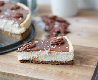 Salted caramel pecan cheesecake