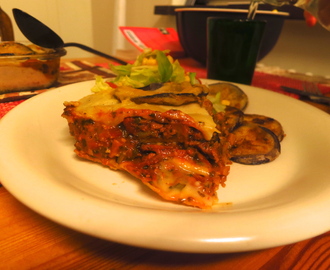 Lasagne med panerad aubergine