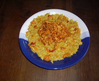 Kyckling-chiliröra med risotto